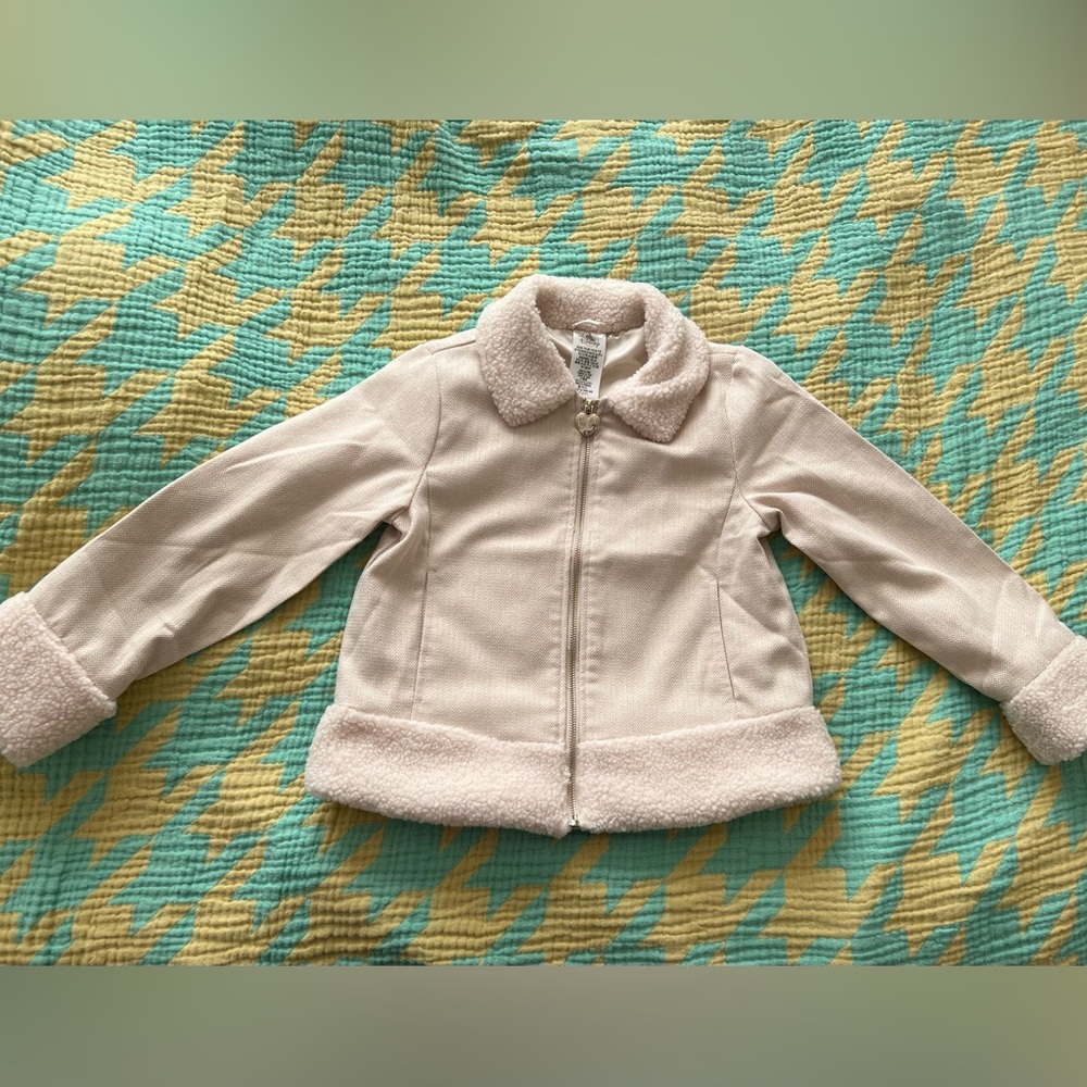 Disney Cream jacket with cream color fleece trim